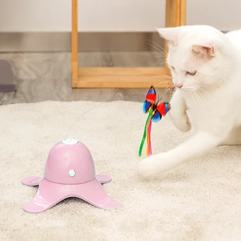 Elektronisko Pet Cat Toy Smart Automātiskā Funny Kaķis Īstenot Rotaļlietas Elektriskās Rotējošo Kaķēns Rotaļlietas Tauriņš Kaķis Stick Interaktīvās Rotaļlietas