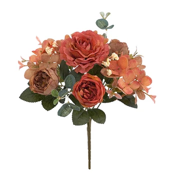 Mākslīgie Ziedi Mātes Diena Dāvanu, Ziedu Rožu Pušķis Hydrangea Peonija Vintage Līgava Saimniecības Viltus Ziedu Rotājumu Piederumi