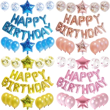 1set laimes Dzimšanas dienā, Baloni, Folijas Vēstuli Balonu Baneri Vainags Bērniem Pieaugušo Dzimšanas dienu, Bērnu Dušas Jubilejas Partijas Apdare
