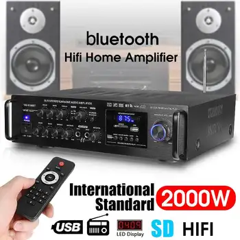 2000W Digitālajiem Pastiprinātājiem Bass Stereo Mūzikas Skaņas Jauda Bluetooth Amplificador Hifi FM USB SD LED Subwoofer Skaņas Procesors