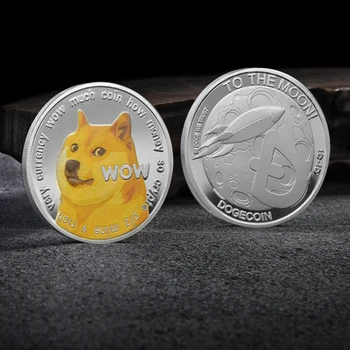 Jauki Wow Gold Plated Dogecoin Piemiņas Monētas Gudrs Suns Modelis Skaista Suņu Suvenīru Kolekcija Dāvanas, suvenīri, mājas