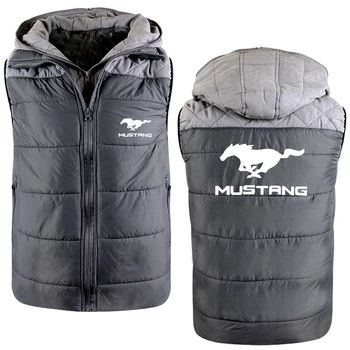 Ziemas Modes Gadījuma Vīriešu pelēkā vārna Mustangs Auto Logo Drukas Sabiezēt Siltas Vilnas Vilnas Kokvilnas Augstas Kvalitātes Vīriešu jakas Rāvējslēdzēju