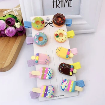 Cute Krāsas Donut Popsicles Bērniem, Matadatu, Matu Klipus Aksesuāri Meitenēm Bērnu Matu Rotājumu Barrettes Galvassegu