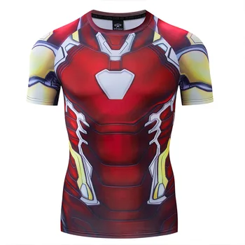 Brīnums Avengers Dzelzs Vīrs drēbes Tony fitnesa ātri žāvēšanas vīriešu plus izmēra T-krekls