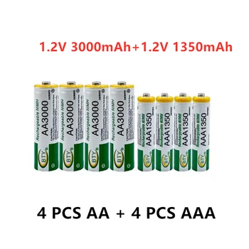 8-40 GAB. Jaunas 1.2 V AA 3000mAh NI-MH Uzlādējamās Baterijas+AAA akumulators 1350 mAh Rechageable akumulators NI-MH 1,2 V AAA baterijas
