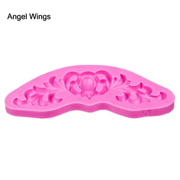 Eņģeļa Spārnus Pārtikas klases 3D pomādes kūka silikona veidnē mežģīnes par polimēra māla šokolādes konfektes, konditorejas izstrādājumi, padarot apdare, instrumenti, F1221