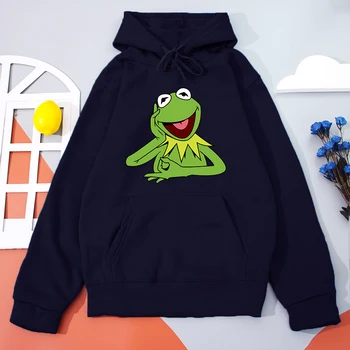 Apļa Puses Kermit Frog Hoodies Vīriešiem Gadījuma Vilnas Hip Hop Sporta Rudens Ziemas Modes Kapuci, Vīriešu Harjauku Zaudēt Swaetshirt