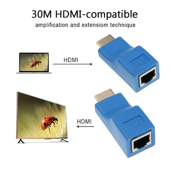 HDM I-saderīgs Paplašinātājs 4k RJ45 Porti, LAN Tīklu saderīgas Pagarinājums Līdz 30m Virs CAT5e / 6 hotUTP LAN Ethernet Kabeli