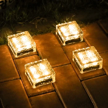 Dārza Saules Ķieģeļu Gaismas Ice Cube LED Ainavu Aprakti Lampas Laukumā Matēta Stikla Gaismas Ziemassvētku Rotājumi