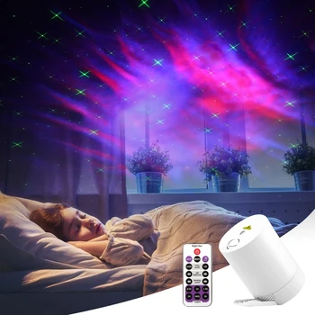 Nakts Gaisma Zvaigžņotās Debess Projektoru Ūdens Viļņu LED Lampas star mūzika Rotējošo Tālvadības Bluetooth Guļamistabas Gultas Lampa
