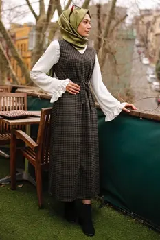 Musulmaņu Abayas Uzvalks Hijab Kleita Haki Krāsā Modes 4 Sezonas Islāma Apģērba Caftan Ramadāna Dubaija Izgatavots Turcijā