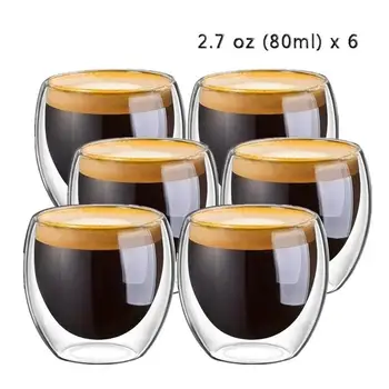 QQ DZĪVI Jaunas 6Pcs 80ml 2.7 oz Stikla Dubultu Sienu siltumizolāciju Akrobāts Espresso Tējas Tase kafijas krūze tazas de ceramica creativas