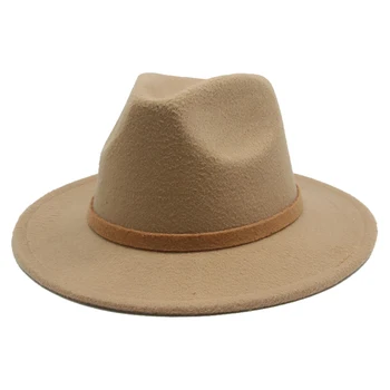 Fedora cepures band klasiskā kleita oficiāli cietā vienkāršu sieviešu cepures balts melns haki camel vīriešu ziemas cepures džeza kungi fedora cepuri