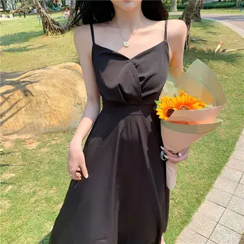 QWEEK Black Slīdēšanas Gara Kleita Sievietēm Ir 2021. Vasaras Sundresses Vintage Elegants Backless Seksīgu Kleitu Mori Meitene Dāmas Kleitas Sievietēm