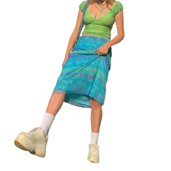 Meitenes Ziedu Drukāt Rozā Augsta Vidukļa Midi Svārki Y2K Raibs Acu Līnija, kas Īsi Svārki Sieviešu Vasaras Gadījuma Kawaii Modes