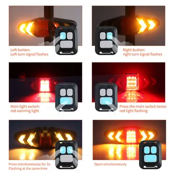 MTB Velosipēdu Pagrieziena Signāla Gaismu Velosipēdu LED Drošības Brīdinājums Virziena Rādītājs Taillight ar Kontrolieri Velosipēdu Piederumi
