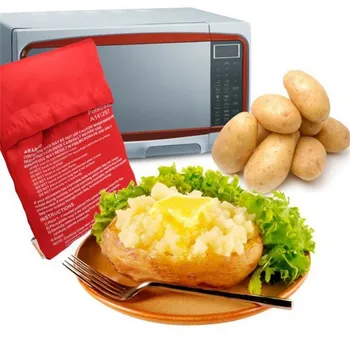 Sarkanā Mazgājams Kartupeļu Maiss Kartupeļu Express Cepšanas Rīku Containable 4 Kartupeļi, Mikroviļņu Viegli Cooking Rīku, Virtuves Piederumi
