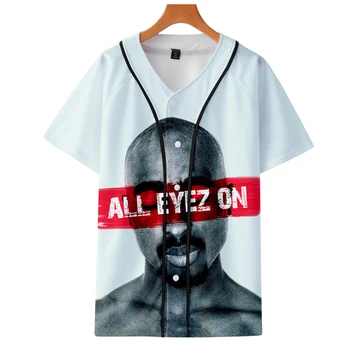 3D Drukas Tupac 2pac T-krekls ar Īsām piedurknēm zēns vasaras O-veida Kakla Beisbola krekls Hip Hop Laupījums harajuku Streetwear vīriešiem Beisbola Jersey
