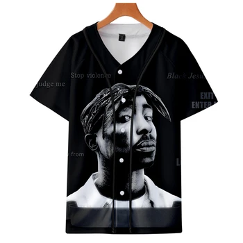 3D Drukas Tupac 2pac T-krekls ar Īsām piedurknēm zēns vasaras O-veida Kakla Beisbola krekls Hip Hop Laupījums harajuku Streetwear vīriešiem Beisbola Jersey