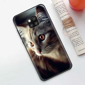 Mīksts silikona Vāks Huawei Honor 8 9 10 Lite 9X 20 Pro 7X 8.A 8X 8.C 20S Piezīme 10 20 Melnais Tālrunis Lietā gudrs kaķis