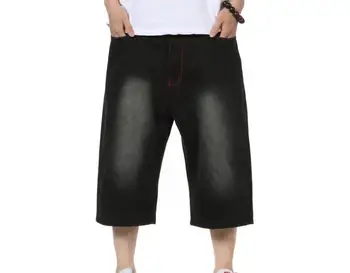 Liela vīriešu džinsi vasarā valkāt plus tauku bikses plus lieluma ir apgriezts bikses vīriešu tauku hip-hop versija zaudēt hip-hop pusgarās bikses