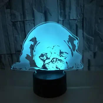 3D Led 7 Krāsas Maiņa Akrila Gudrs Suns Mopsis Galda Lampa USB Touch Pogu Modes Nakts Apgaismojums, Mājas Dzīvojamā Istaba Dekori Apgaismojums