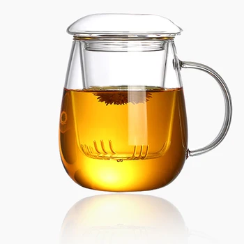 Skaidrs, karstumizturīgs Tēja Kafijas Tasi Ar Tējas Infuser Filtra Vāku Mājas Birojs Pārredzamu Pienu, Augļu Sulas, Tējas Tases