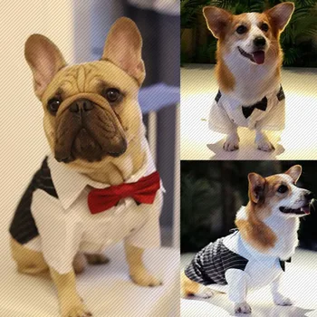 Jauns Džentlmenis, Suns Kāzu Uzvalks Oficiālu Kreklu, Lai Maziem Suņiem Bowtie Suņu Apģērbu Smokings Pet Halloween, Ziemassvētku Kostīms Kaķiem #6
