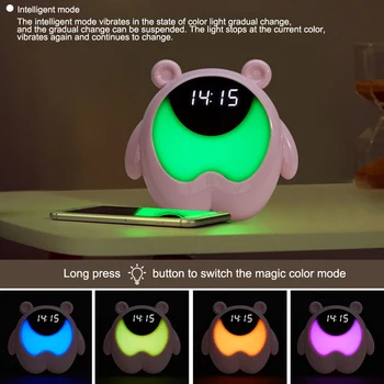 Cute Sedz Bērnu Modinātājs Krāsains Nakts Gaisma Smart Pulkstenis Ar Pamosties Galda Pulkstenis Dāvanas Bērniem
