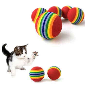 1GB Varavīksnes Bumbu Kaķis Rotaļlietas Krāsains Bumbu Interaktīvās Pet Produktu Kaķēns Spēlēt Košļājamā Grabēt Nulles Bumbu Mācību Pet Piegādēm