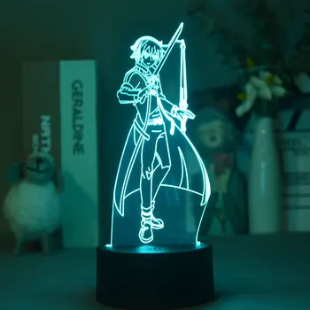 Zobens Mākslas Online Kirito Lampas, 3d Japāņu Anime Smart Tālrunis Vadības Telpā 3d Optisko Dekoratīvās LED Gaismas Apgaismojums Festivāls