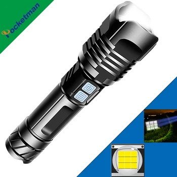 Spilgtākais spēcīgs 9 core XHP99 LED lukturīti Dubulto slēdzi puses lampa USB lādējamu lāpu zoomable taktisko flash light26650