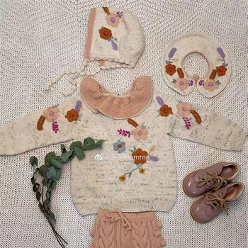 Beautful Kalinka Bērniem Meitene Rokām Adīti Džemperi, Svārki matching Bērns Maz Meitene Vilnas Adīt Apģērbu Zīmola Dizains