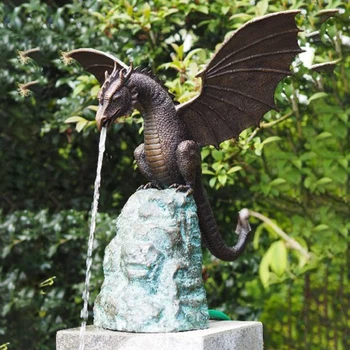 Jaunā Stila Dārzs Pūķa Statuja Strūklaka Pūķis Rotājumu Sveķu Ūdens Iezīme Skulptūru Dārza Mājas Apdare Brīnišķīgi