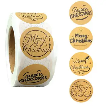 500pcs Ziemassvētku Dāvanu Saiņošanas Frāzi Uzlīmes Ziemassvētku Eglīte Sniegpārslas Kraft Label Tag Uzlīmes Ziemassvētku Dienā Puse Rotājumi