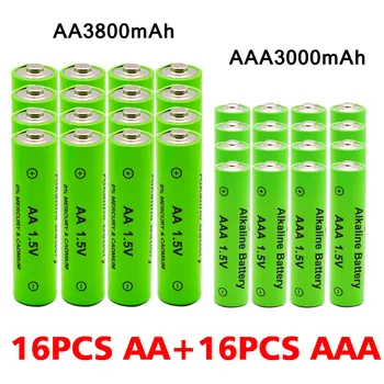 AA + AAA Uzlādējamas AA 1,5 V 3800mAh / 1,5 V AAA 3000mah Sārma Baterijas Gaismiņa Rotaļlietas Skatīties MP3 Atskaņotājs Aizstāt Ni-Mh Akumulatoru