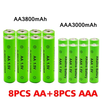 AA + AAA Uzlādējamas AA 1,5 V 3800mAh / 1,5 V AAA 3000mah Sārma Baterijas Gaismiņa Rotaļlietas Skatīties MP3 Atskaņotājs Aizstāt Ni-Mh Akumulatoru