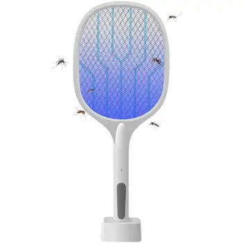 2 1 LED Elektriskās Odu Swatter Elektriskā Fly Swatter Droši Ar Noņemamu Uzlādes Bāzes Mosquito Killer Lampas Kempings Zvejas