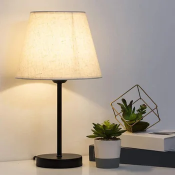 3-Veidu Regulējamas Galda Lampa ar 2 USB Vietās, Naktsskapītis Galda Lampas 1.4 m Vads Ideāls Interjers, lai Guļamistaba, Dzīvojamā Istaba, kabinets
