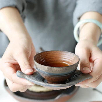Japāņu stila Tējas Tase Rupji Keramikas Mājsaimniecības Roku darbs Retro Keramikas Kafijas Krūze Keramikas Meistars Kung Fu TeaCup