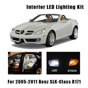 17pcs Balts Kļūdu Bezmaksas Automašīnas salona LED Light Komplekts no 2005. līdz 2011. gadam Mercedes Benz SLK-Klase R171 Kartes Dome Licence Plate Light