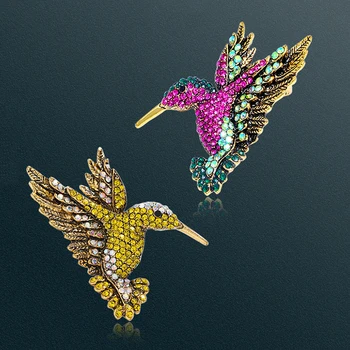 Breastpin Kolibri Broša Krāsains Pin Rhinestone Ņieburs Apģērba Piederumi Elegants Dzīvnieku Modes Aksesuāri Piespraudes
