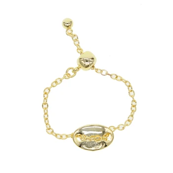 Silder regulējams ķēdes gredzenu modes sieviešu zelta krāsas smalku ķēdes gredzens ovāls sirds Gredzeni