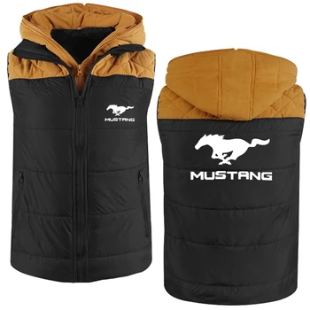 Ziemas Modes Gadījuma Vīriešu pelēkā vārna Mustangs Auto Logo Drukas Sabiezēt Siltas Vilnas Vilnas Kokvilnas Augstas Kvalitātes Vīriešu jakas Rāvējslēdzēju