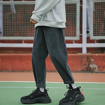Vīriešu Džinsi Cietā Džinsa Potītes garuma Vienkāršu Plus Izmērs 3XL Zaudēt Komplektā Streetwear Visu maču Retro Vintage Šiks Bikses Harajuku