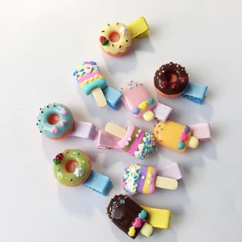 Cute Krāsas Donut Popsicles Bērniem, Matadatu, Matu Klipus Aksesuāri Meitenēm Bērnu Matu Rotājumu Barrettes Galvassegu