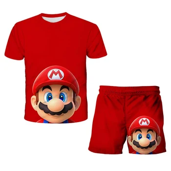 Super Mario T-krekls 3D Multiplikācijas filmu Uzvalks, Zēnu Spēle Kostīms Meitenei Tērps Bērniem hip-hop T-krekls Mario bros Uzvalks Baby Toddler Zēns Uzvalks 4-14