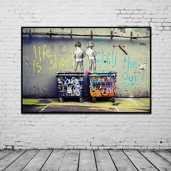 Banksy Mākslas darbu Graffiti Mākslas Audekls Gleznas Pop Ielu Mākslas Graffiti Mērkaķis Plakāti un Izdrukas Sienas, Attēlus Mājas Dekoru