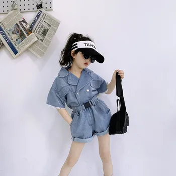 Modes Bērni Vasaras Džinsu Apģērbu Komplekts Ir 2021. Īsām Piedurknēm Topi+Šorti 2Pieces Meiteņu Džinsa Apģērbu Komplekti Bērniem Tracksuit Tērpiem
