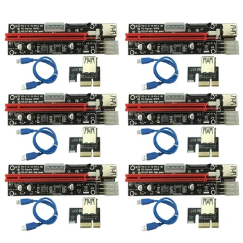 6PCS 3 in 1 4pin Molex PCI-E Ieguves Kartes 6pin Stāvvadu SATA 60cm PCIE 1x, lai 16x PCI Express Stāvvadu Karti Antminer Bitcoin Miner
